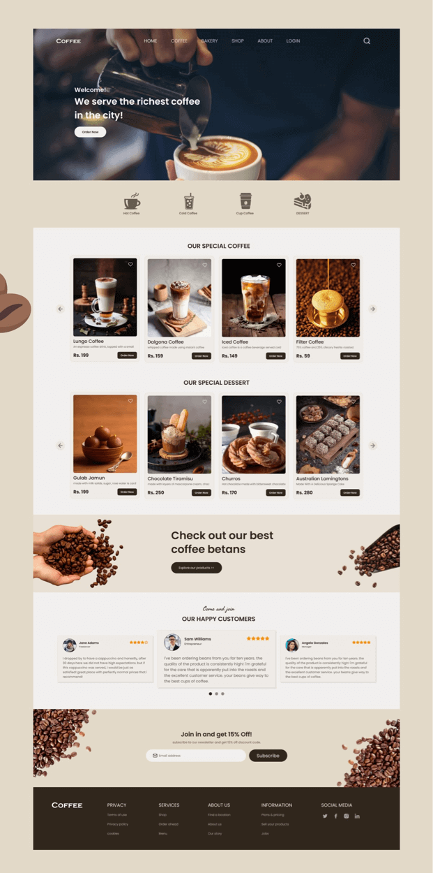 one page website template